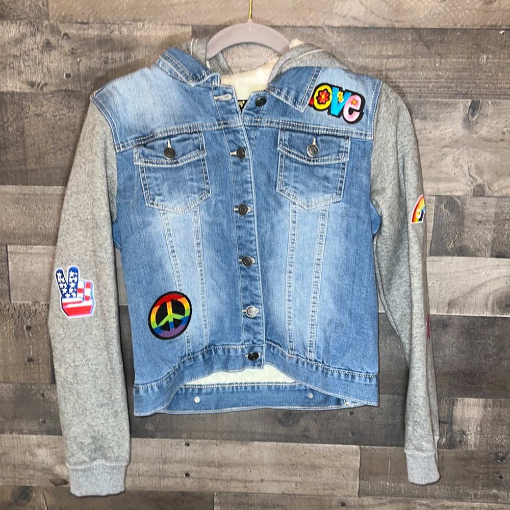 New Vigoss Jean/Sweatshirt Patched Hooded Jacket